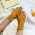 thumbnail image 1 of Women Autumn And Winter Solid Color Multicolor Twist Knitted Wool Half Gloves, 1 of 3