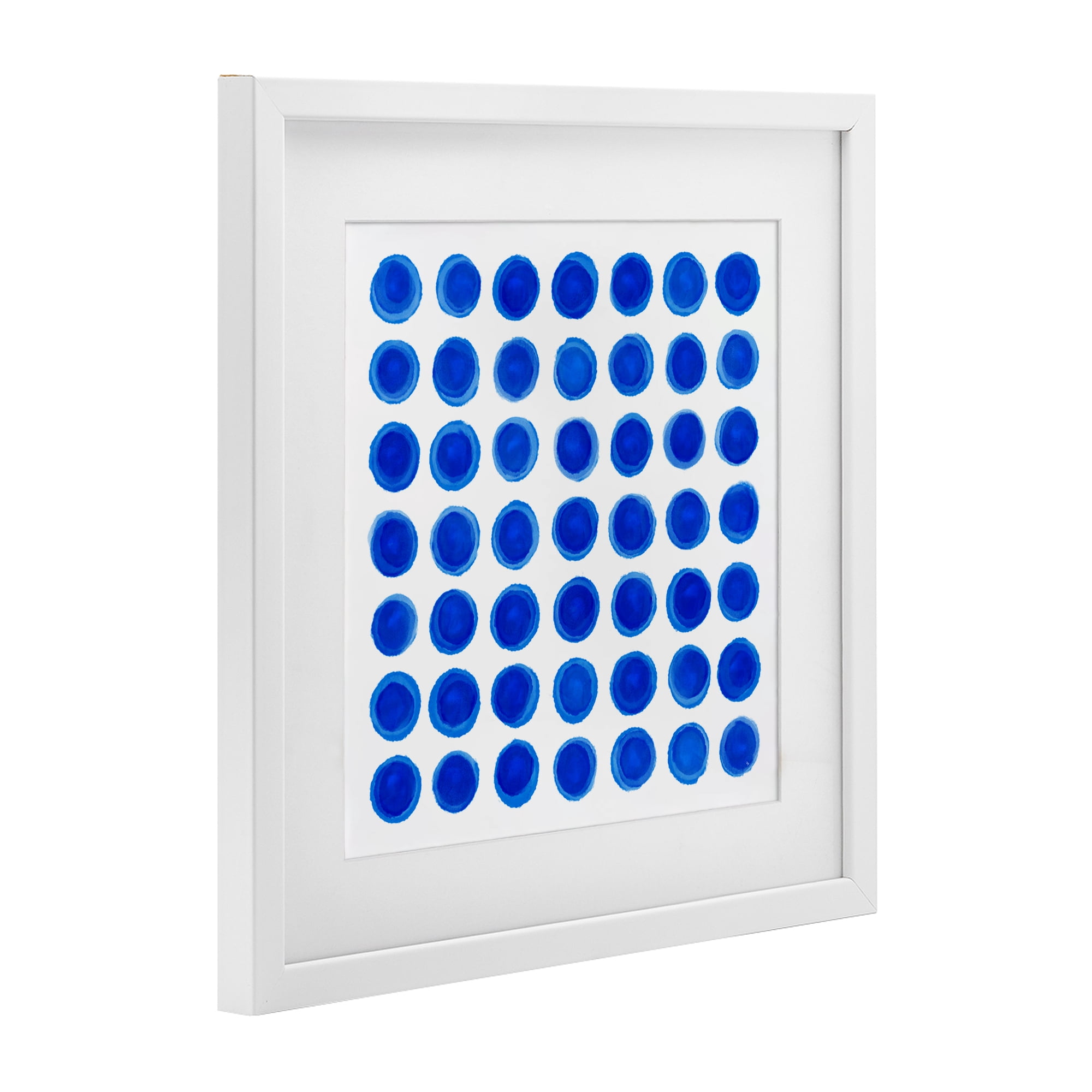 Stupell Industries Blue Dots Uniform Pattern White Framed Print Under Glass, design by Martina Pavlova