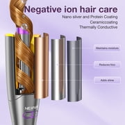 NEXPURE Automatic Curling Iron, 1 Ionic Deep Waver Hair Curler Tool, Ceramic Coating, Fast Heating, Dual Voltage, Anti-Scald, Purple