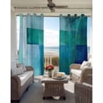 thumbnail image 4 of Blackout Curtains for Bedroom, Teal Blue Oil Painting Room Darkening Window Drapes for Living Room, Modern Abstract Geometric Art Thermal Insulated Grommet Curtains, 52x72 inch, 2 Panels, 4 of 9