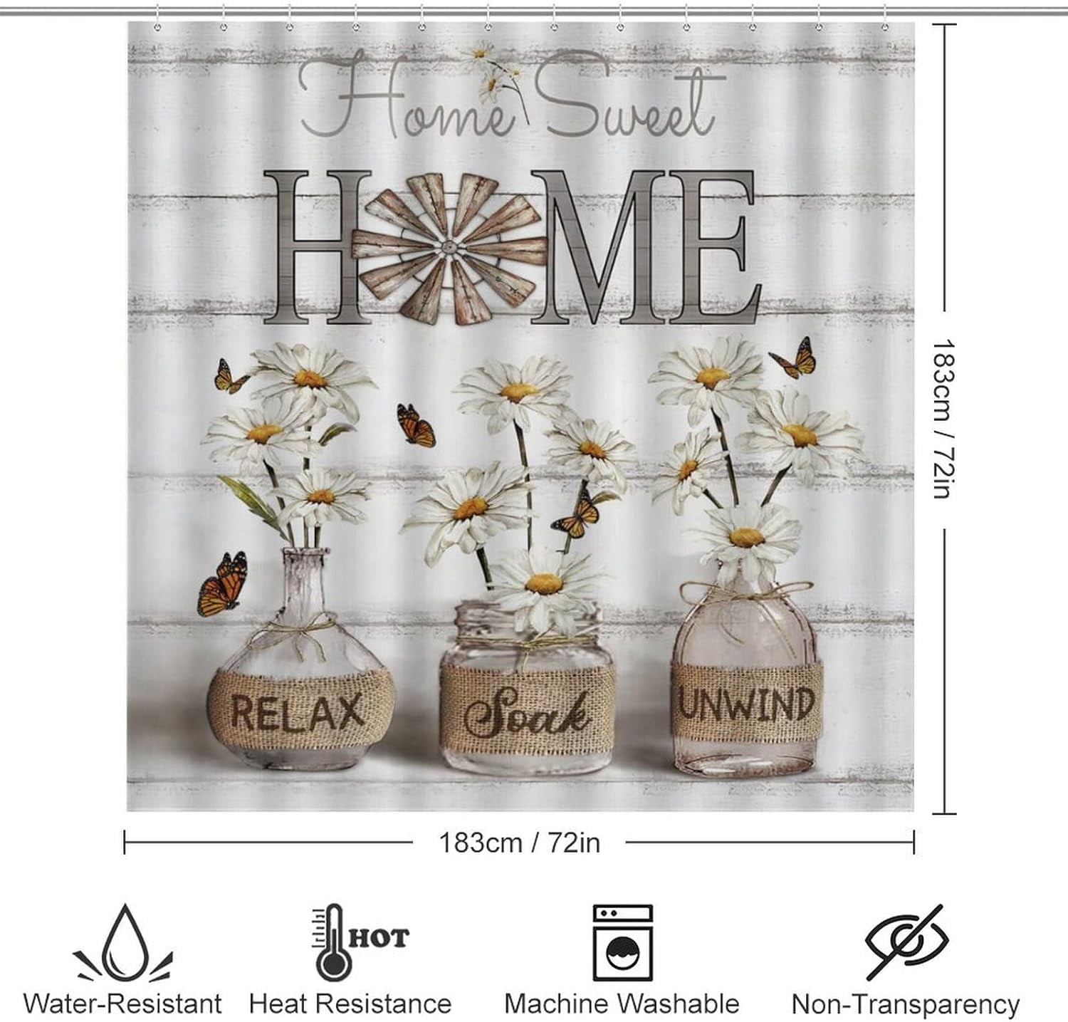4PCS Shower Curtain Sets with Rugs Farmhouse Shower Curtain Neutral Rustic Country Shower Curtain Sets Purple Lavender Flower Shower Curtain Sets Bathroom Decor with Non-Slip Bath Mat Toilet Rug