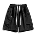 thumbnail image 5 of LTTVQM Men's Cargo Shorts Elastic Waistband Drawstring Summer Casual Cotton Shorts Relaxed Fit Lightweight Workout Short Pants with 4 Pockets Black L, 5 of 5