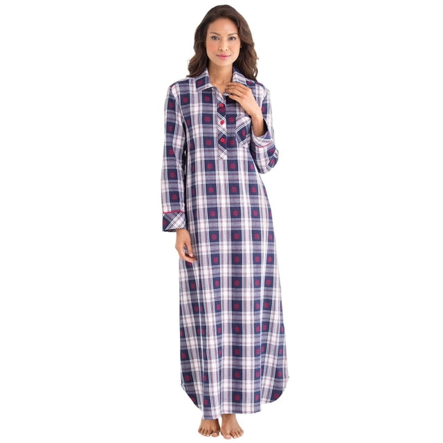 PajamaGram Camisones de franela para mujer - Camisones de manga larga para mujer XS