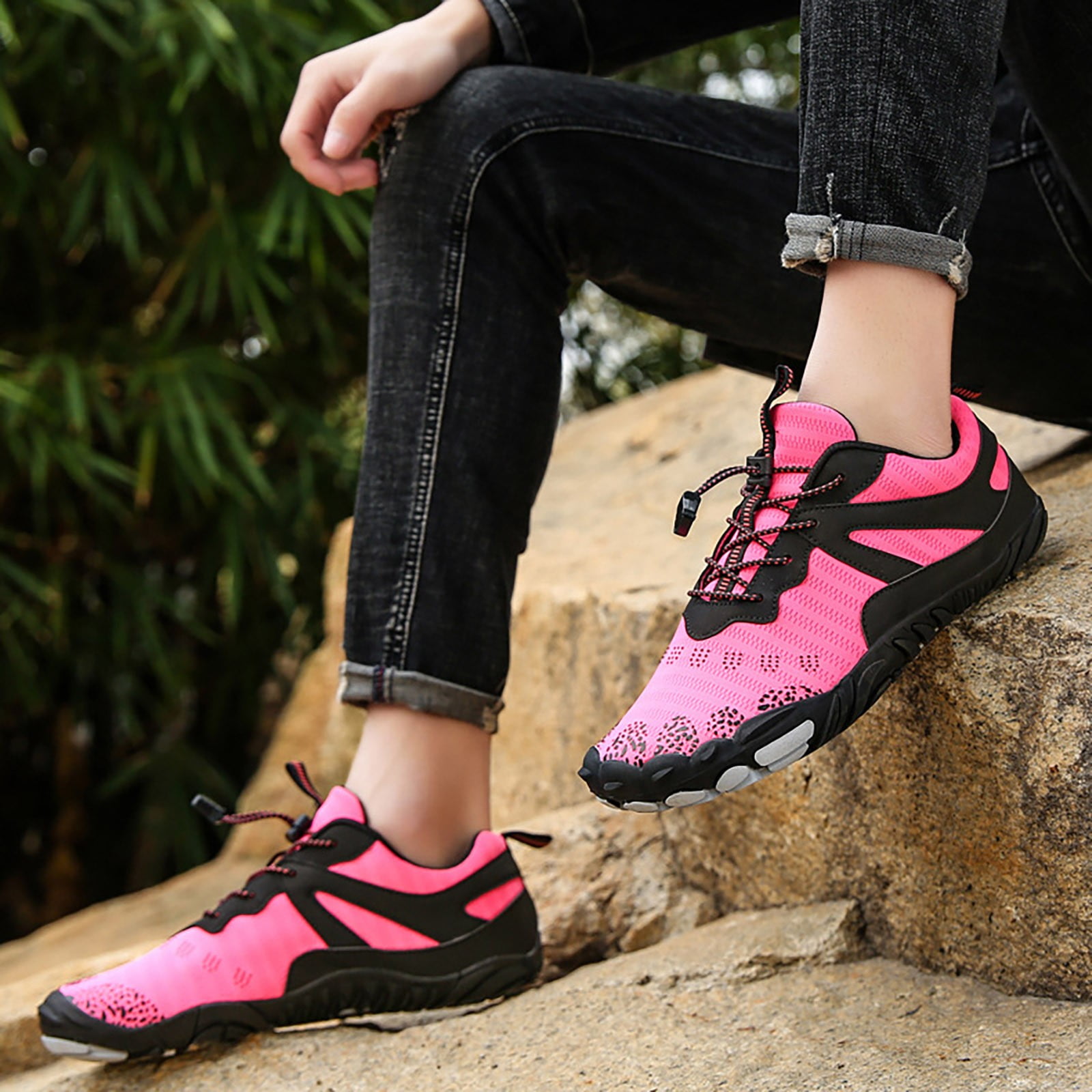 VBARHMQRT Hiking Water Shoes Women New Large Size Mesh Flat Round Toe Wading Shoes Couples Fitness and Sports Water Shoes Outdoor Versatile Five Toe Hiking Shoes Hiking Water Shoes Kids