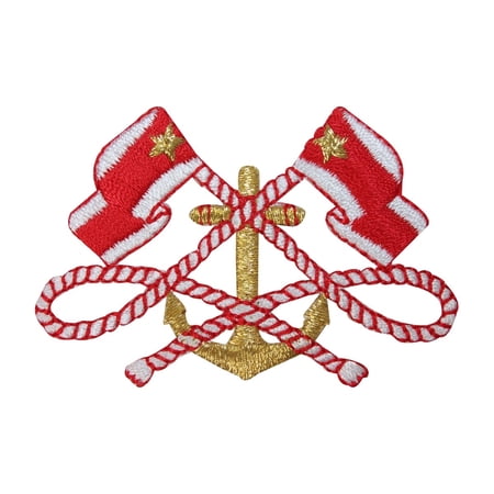 ID 2664 Nautical Flag Anchor Patch Ship Marine Boat Embroidered Iron On Applique