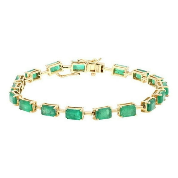 Baguette Emerald Tennis Bracelet/ 14K Gold plated Emerald Bracelet/ Genuine Emerald Bracelet / Stackable Bracelet For Women gift for her