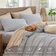thumbnail image 5 of MooMee Striped Pillowcases 100% Washed Cotton Linen Like Textured Envelope Closure Set of 2 (Cornflower Blue& White Wide Stripes, Standard), 5 of 5