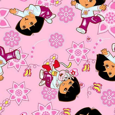 Springs Creative Dora The Explorer 43" Wide Daydream Pink Fabric, per Yard