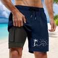 thumbnail image 2 of FUZHIQ Men Plus Size Shorts Loose Fit Solid Color Quick Dry Pool Swimming Trunks with Compression Liner Stretch Fabric Swimwear Bathing Suits,S, 2 of 5
