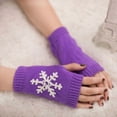 thumbnail image 2 of Casual Snowflake Print Knitted Fingerless Mittens For Winter Warmth And Fashion Comfort, 2 of 3