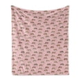 thumbnail image 1 of Leopard Soft Flannel Fleece Throw Blanket, Fierce Creature Silhouettes on Pink Botanical Background, Cozy Plush for Indoor and Outdoor Use, 70" x 90", Blush Champagne, by Ambesonne, 1 of 6