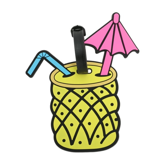 Unique Bargains 1 Pc Vacation Pineapple Cup Luggage Tag for Travelling Yellow Soft Rubber