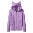 thumbnail image 6 of enyan Tween Girl Hoodie Zip Up 5-14T Kids Long Sleeve Zipper Cute Cat Hood Sweatshirt with Pocket Purple,5-6 Years, 6 of 7