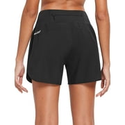 BALEAF Womens 5 Inches active wear Waistband Running Shorts with Zipper Pocket Black Size XS