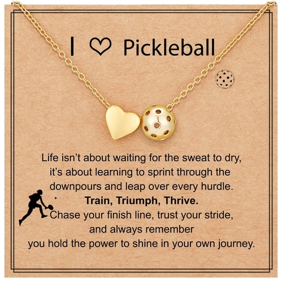 APSVO 18K Gold Plated Pickleball Love Heart Necklaces for Women Mom Stuff Accessory Birthday Graduation Mothers Day Jewelry Gifts Teen Her Adults Coach Player Team Game Day Sports Athlete