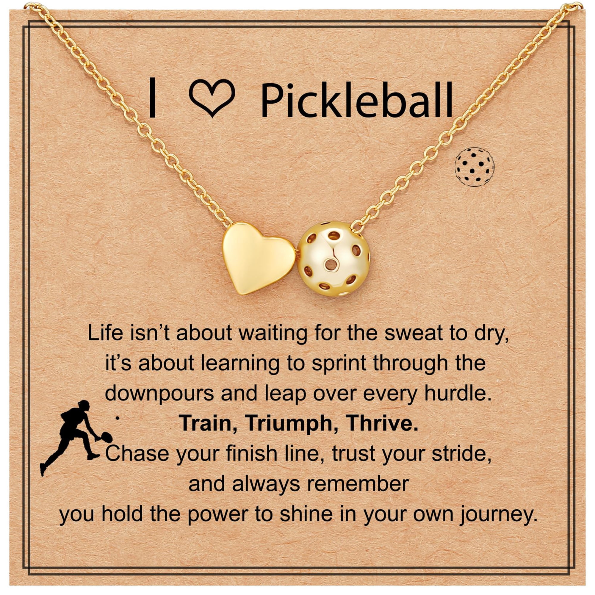 APSVO 18K Gold Plated Pickleball Love Heart Necklaces for Women Mom Stuff Accessory Birthday Graduation Mothers Day Jewelry Gifts Teen Her Adults Coach Player Team Game Day Sports Athlete