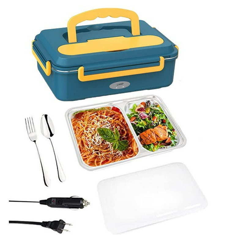 Hinzonek Electric Lunch Box Food Heater 2-In-1 Portable Food Warmer Lunch  Box for Car & Home – Leak Proof, 2 Compartments, Removable 304 Stainless  Steel Container 