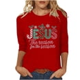 thumbnail image 1 of Awdenio - Blusas de manga larga para mujer, liquidación, moda juvenil, estampado navideño, camiseta holgada, mangas 3/4, blusa, cuello redondo, blusas casuales, 1 of 4