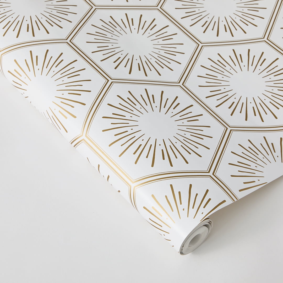 Tempaper Hello Sunshine Metallic Gold Peel and Stick Wallpaper, 20.5" x 16.5'