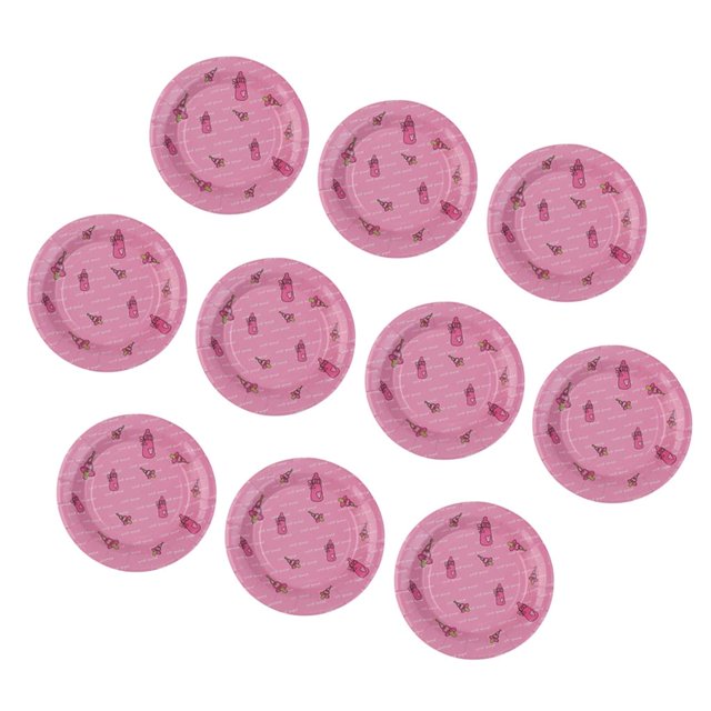 10x Botella Platos De Postre Desechables Soledad 7'' Rosado