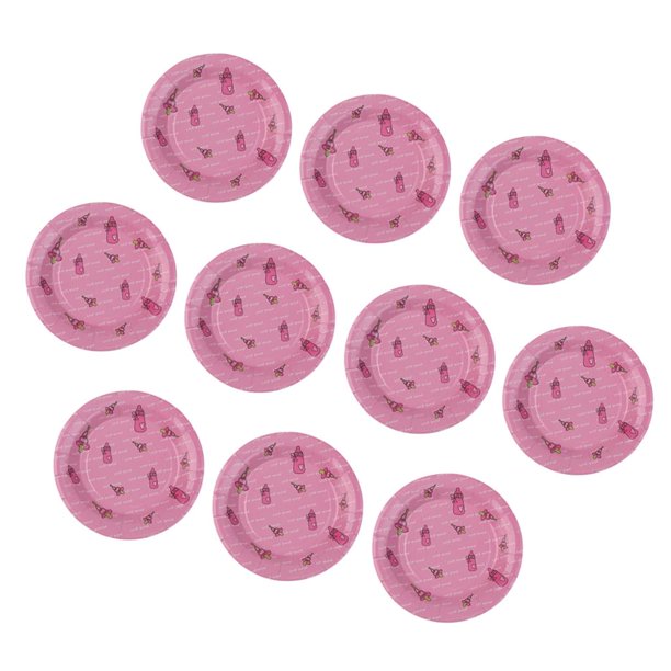 10x Baby Shower Boy Girl Platos desechables Platos de papel Vajilla de fiesta de cumpleaños Rosado Sunnimix Platos De Papel