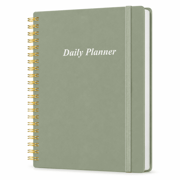 Undated Daily Planner, Hourly To Do List Notebook with 6 AM-9 PM Schedule, 158 Pages, PVC Cover, Inner Pockets and Elastic Closure, 8.3" x 5.8", Black