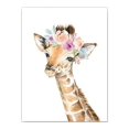 thumbnail image 1 of Animales Floral corona arte decoración lienzo pintura, bebé niña impresiones Animal jirafa elefante León pared arte cuadro guardería póster Vhermosa 1243-2, 1 of 1