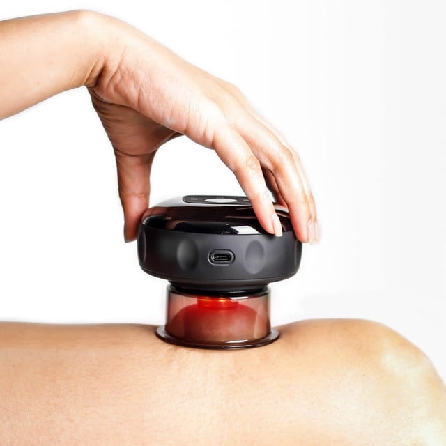 Masajeador de ventosas inteligente - Máquina de terapia de vacío recargable - Calor infrarrojo para aliviar el dolor y eliminar la celulitis - Juego de terapia de ventosas dinámicas - (actualizado (12 niveles de intensidad)) ER