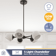 thumbnail image 2 of Prominence Home Stoll Matte Black 5-Light Chandelier with Opal Glass, 2 of 13