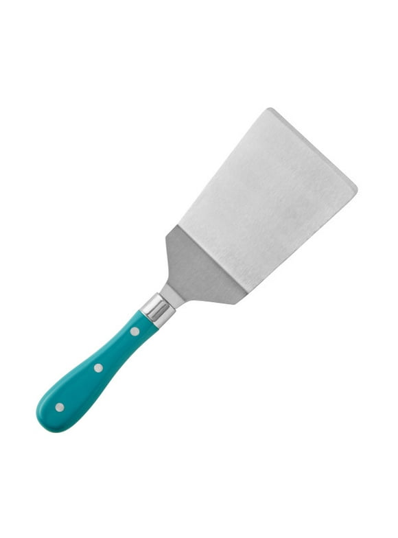 The Pioneer Woman Frontier Collection Stainless Steel Jumbo Turner Spatula, Silver/Teal