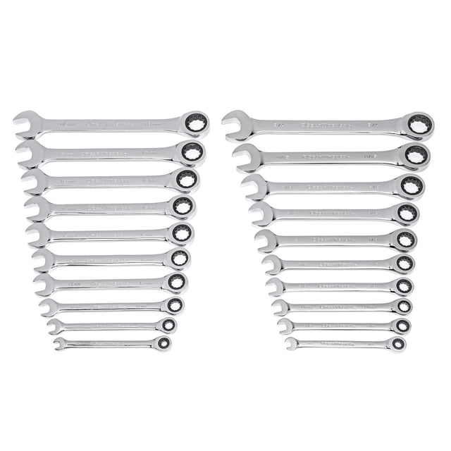Llave combinada de trinquete GEARWRENCH 20 piezas SAE y métrica
