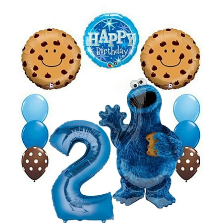 11 new BALLOONS party set Sesame Street Cookie Monster 2nd Birthday Supplies Decorations SECOND gift decor favors VHTF