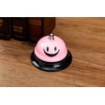 thumbnail image 2 of Call Bell, 3.35 Inch Diameter, Metal Bell, Pink Smiley Face, Desk Bell Service Bell for Hotels, Schools, Restaurants, Reception Areas, Hospitals, Customer Service, Pink (1 Bell), 2 of 5