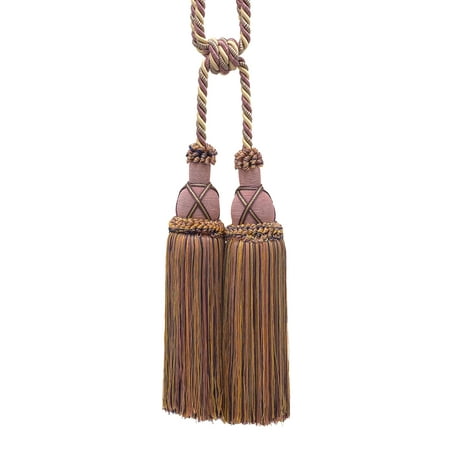 - Beautiful Dusty Rose, Dark Blue, and Light Olive Curtain and Drapery Large Double Tassel Tieback / 10 tassel, 30 1/2