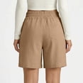 thumbnail image 5 of Causal Shorts for Women Drawstring Elastic High Waist Pleated Shorts Summer Beach Vacation Shorts with Pockets, 3XL, 5 of 6