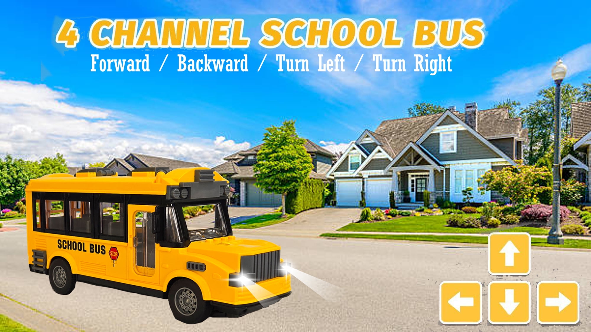 School Bus Toy with Remote Controller, Classic Yellow Bus Vehicle with Opening Door, City Bus Toy for Kids Ages 3+
