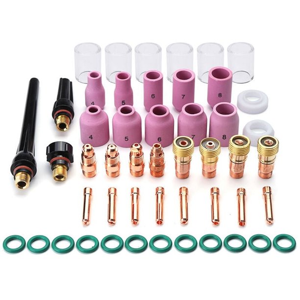 Accesorios para antorcha TIG, copa protectora transparente para un fácil montaje y clip de electrodo de cobre que garantiza una buena conductividad, para TIG WP-17/18/26, mayor resistencia al impacto