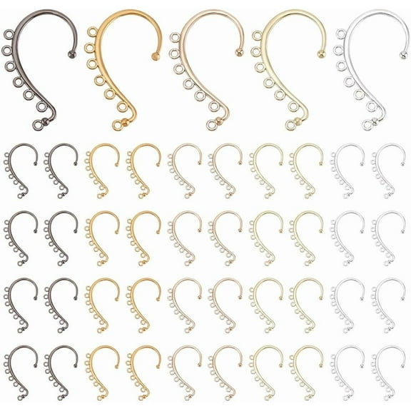 50PCS Ear Cuffs Earrings 5 Colors Alloy No Pierced Ear Clip Wrap Around Earring DIY Jewelry Making Accessories for Earrings for Halloween Cosplay Costume Prom Party Festival Accessory