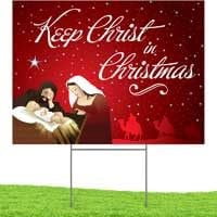 Keep Christ in Christmas Sign Christmas Outdoor Decorations Double Sided Yard Lawn Signs with Metal Stand Decor for Church Home Business Stores Party 18 x 24