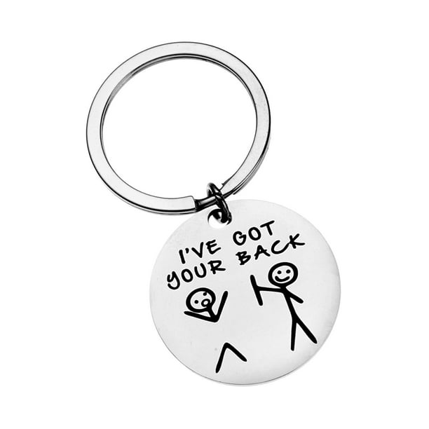 Llavero con colgante de metal con texto "Te tengo de vuelta", ideal para regalar en San Valentín. 25mm