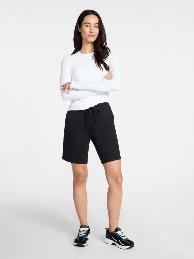 Athletic Works French Terry Bermuda Shorts for Women, 9 Inch