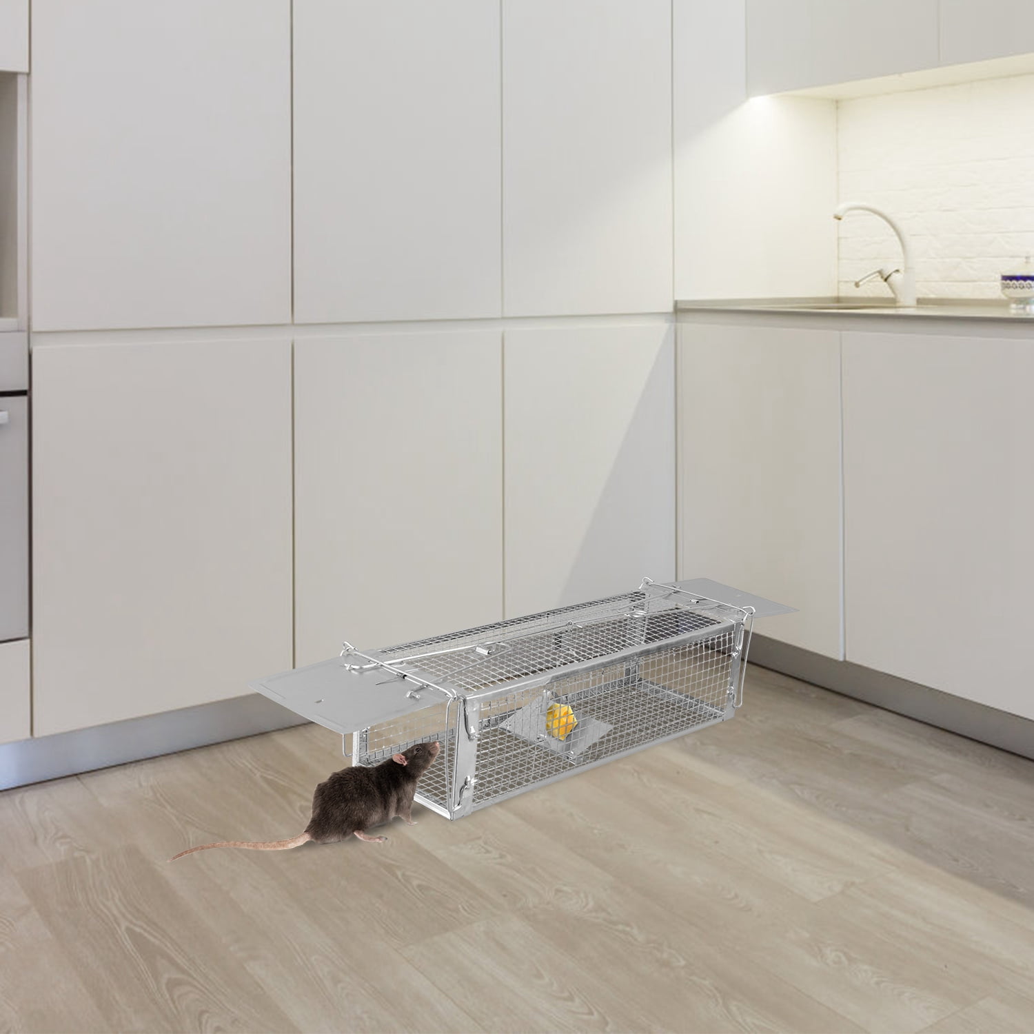 iMountek Humane Animal Live Cage Rat Cage Trap with 2 Doors for Mice, Rat Trap Cage with 2 Detachable U Shaped Rod for Hamsters Chipmunks Rodents Control
