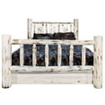 thumbnail image 4 of Montana Collection Queen Storage Bed w/ Laser Engraved Wolf Design, Clear Lacquer Finish, 4 of 5