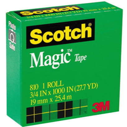 Office Tape: 3M™ Scotch™, 810, 3/4 in x 108 ft, 1 in Tape Core Dia,  Transparent, Matte, 3M™