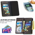 thumbnail image 4 of Dteck Case For Samsung Galaxy A20e / A10e Case, 3D Zipper 9 Card Holder Folio Flip Leather Wallet Case with Strap&Cash Pocket Shockproof Full Body Protective Cover, Butterfly # 4, 4 of 5
