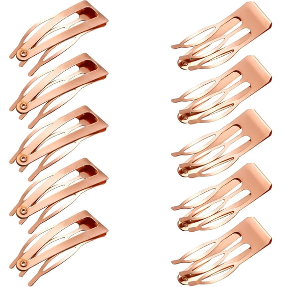 BZCOE Rose Gold 24 Pcs Double Grip Hair Clips Metal Snap Clips Women Barrettes for Hair Making, Salon Supplies Rose Gold Hair Clip (2 Inch)