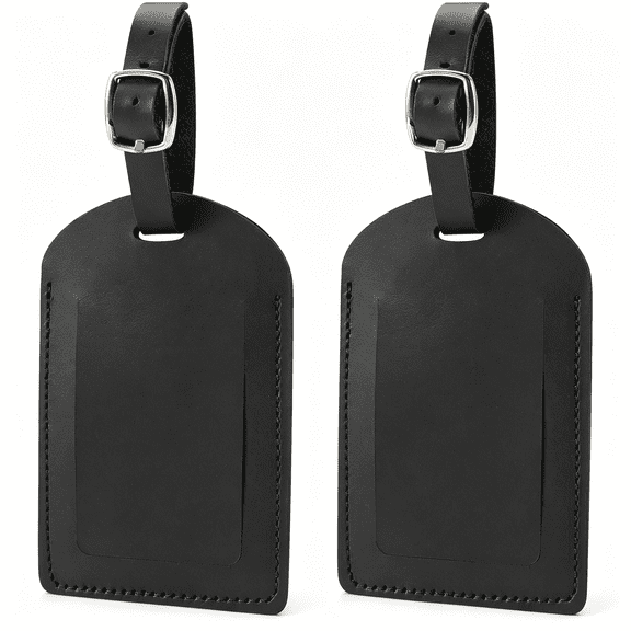 AOMRCOL Genuine Leather Luggage Tag for Suitcases Id Tags Bag Tags for Luggage (2 Pack)