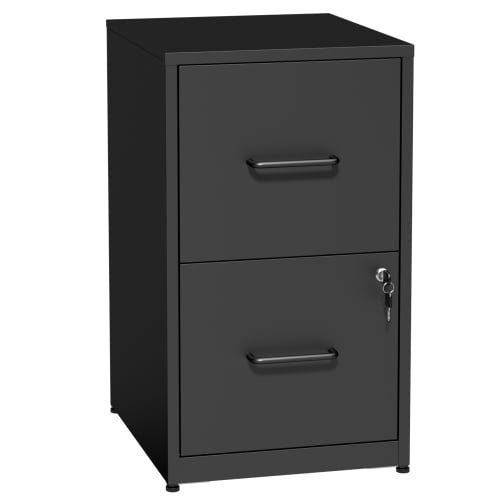 2-Drawer Lockable Metal File Cabinet with Anti-Tip Kit, Vertical Under Desk Steel Filing Cabinet with Adjustable Hanging Rails, Black