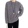 thumbnail image 2 of Suéteres de Cuello Redondo para Mujer, Larga, Holgados, Informales, para Otoño Gris Talla Única, 2 of 7