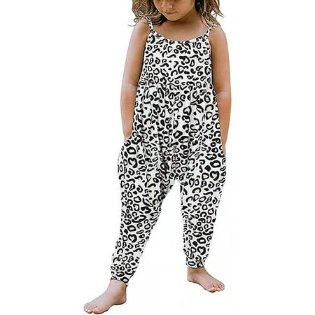 

DanceeMangoos Toddler Baby Girl One-Pieces Romper Sleeveless Strap Long Pants Jumpsuit with Side Pockets for Summer Clothes